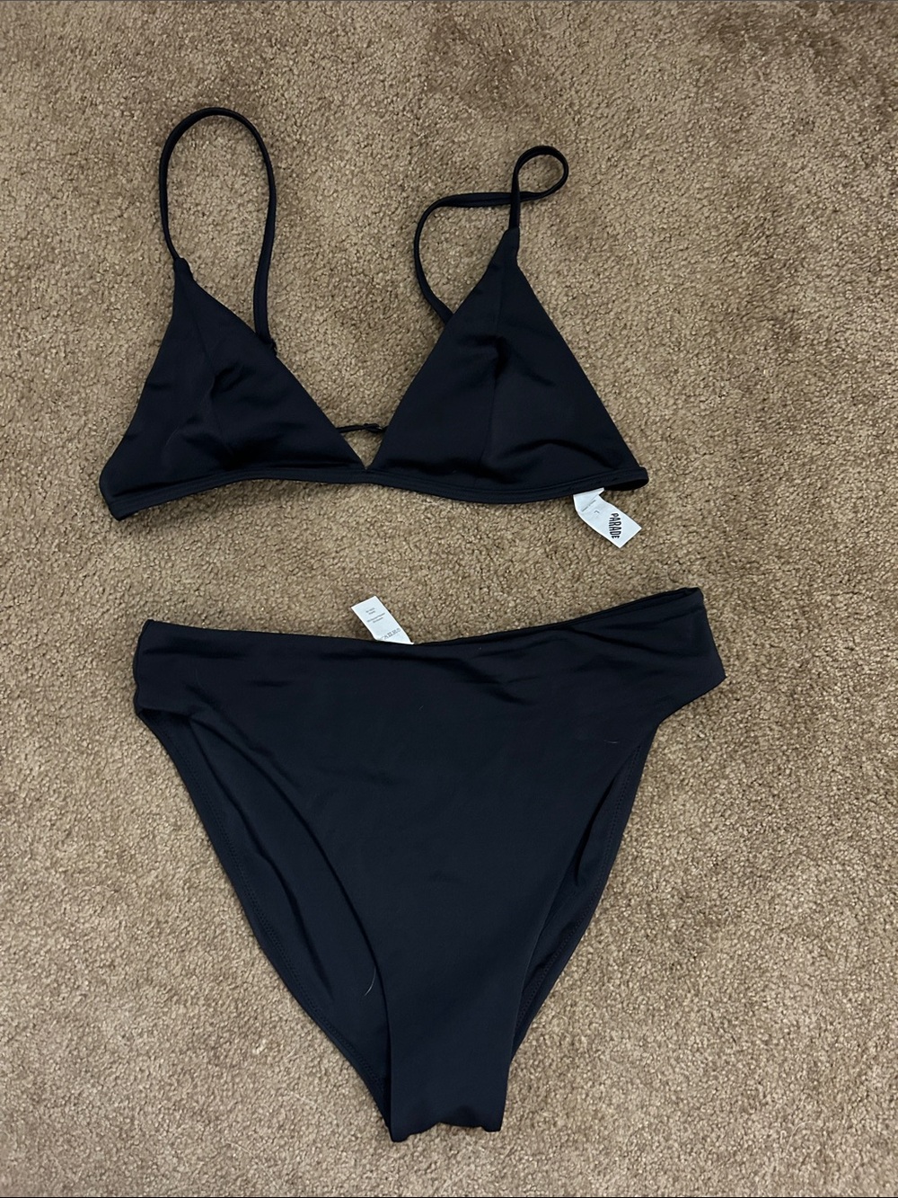 Minimalist Black Triangle Bikini Set - Women Swim